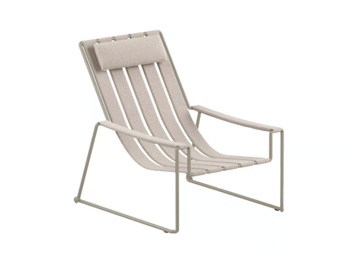 STRAPPY - Sled base fabric garden armchair with headrest _ Royal Botania